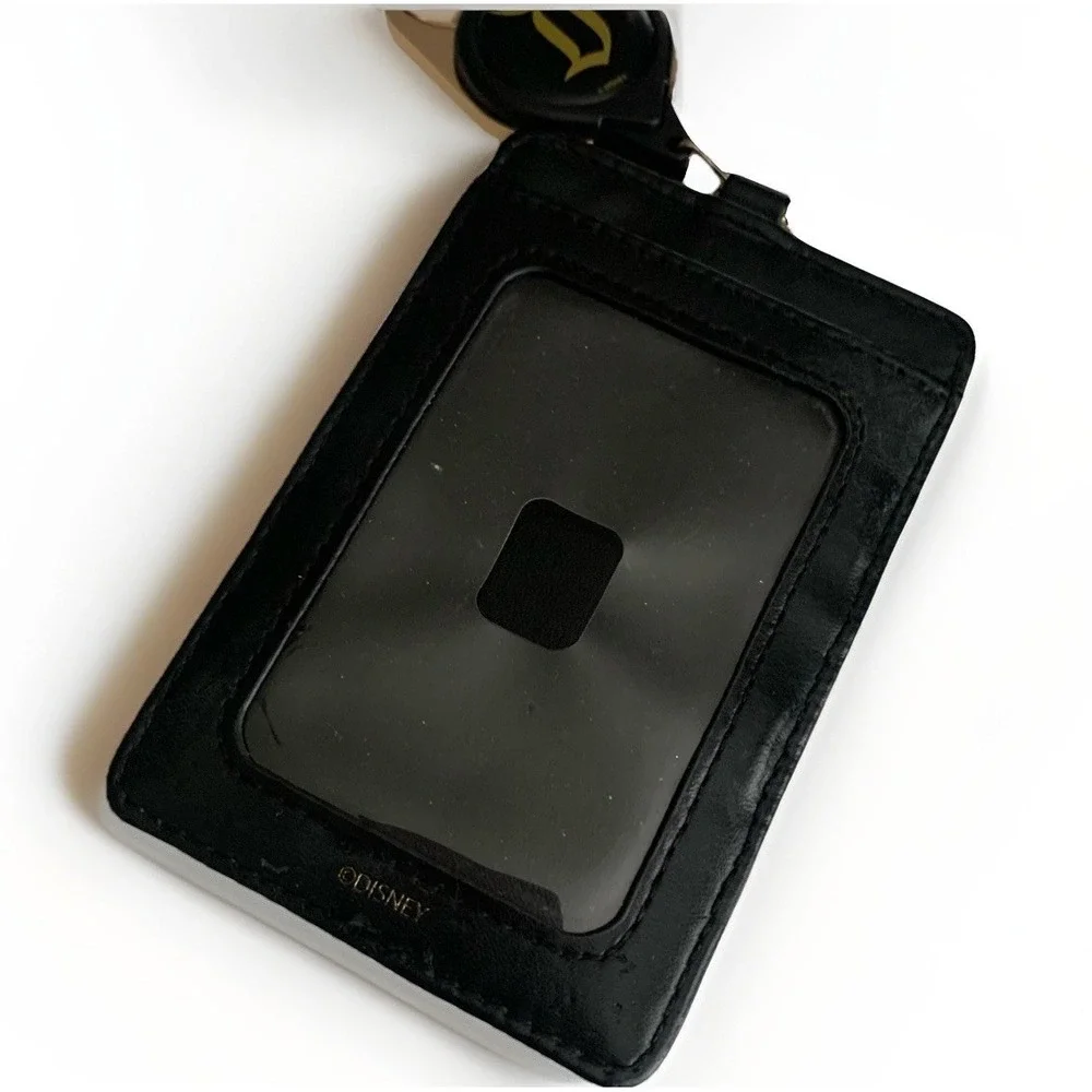 Disneyland Parks Luggage ID Tag black retractable Gold‎ foil castle Disney